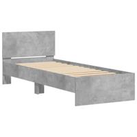 Bedframe met hoofdbord en LED-verlichting betongrijs 75x190 cm - thumbnail
