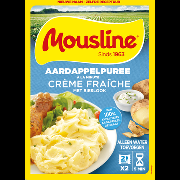 Mousline Aardappelpuree a la Minute Creme Fraiche 2 x 93 g bij Jumbo