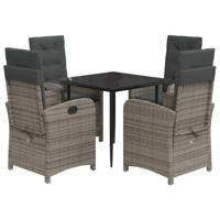 5-delige Tuinset met kussens poly rattan grijs - thumbnail