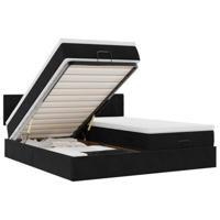 Ottoman bed met matrassen en LED's 180x200cm fluweel zwart - thumbnail