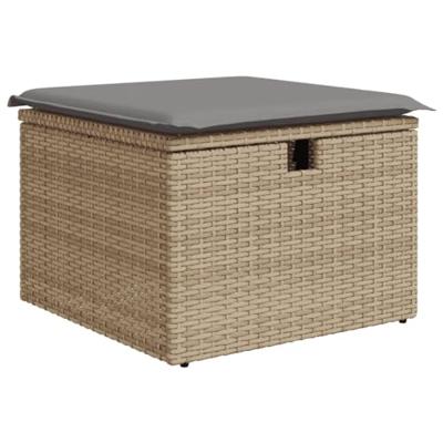6-delige Loungeset met kussens poly rattan gemengd beige