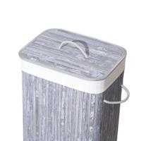 Homestyle Pro rechthoekige bamboe wasmand 40x30x60 cm grijs/wit - thumbnail