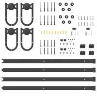 Doos met onderdelen voor schuifdeur 400 cm staal zwart - thumbnail