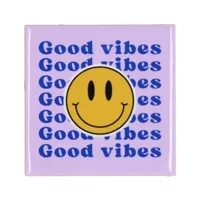 Tegeltje Smiley Good Vibes 10X10X1CM - thumbnail