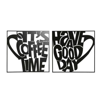 Wanddecoratie Home ESPRIT Zwart Vintage Kopp 44,5 x 1 x 44,5 cm (2 Stuks)