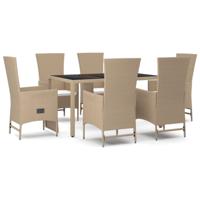 7-delige Tuinset met kussens poly rattan beige - thumbnail