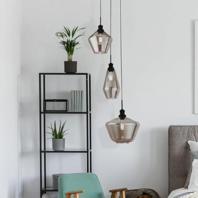 Searchlight Vide hanglampMia 3-lichts zwart met smoke glas - 5423-3BK