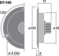 Monacor DT-140 Tweeter-kap 40 W 4 Ω - thumbnail