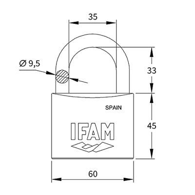 Sleutelslot IFAM INOX 60 Roestvrij staal Normaal (6 cm)