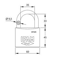 Sleutelslot IFAM INOX 60 Roestvrij staal Normaal (6 cm) - thumbnail