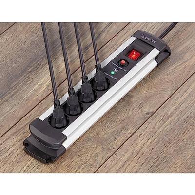 Sygonix SY-4755610 Overspanningsveilige stekkerdoos 4-voudig Zilver, Zwart Randaarde stekker 1 stuk(s)