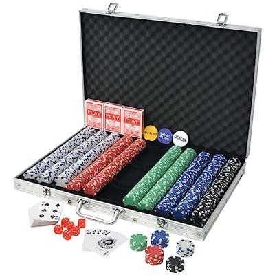 Pokerset met 1000 stippel chips aluminium Pokerset met 1000 stippel chips aluminium