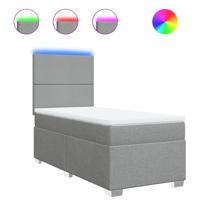 Boxspring met matras stof lichtgrijs 90x200 cm - thumbnail
