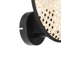 QAZQA Landelijke wandlamp zwart met rotan 25 cm - Kata - thumbnail