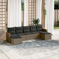 8-delige Loungeset met kussens poly rattan grijs - thumbnail