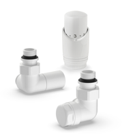 Aansluitset Dubbele Zijaansluiting Radiator Plieger Valvola Haaks Wit - thumbnail