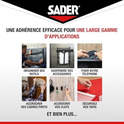 Extra dubbelzijdig plakband - SADER - Bevestigen zonder boren - Onzichtbaar - Verwijderbaar/herbruikbaar - Transparant - 1,5 m x 19 mm