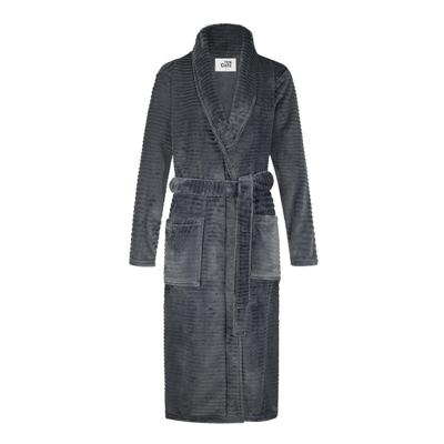 Ten Cate Badjas Dames Dark Grey Stripe-XL