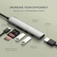 Satechi USB-C 6-in-1 Slim multiport adapter (4K) - Space Grey - thumbnail