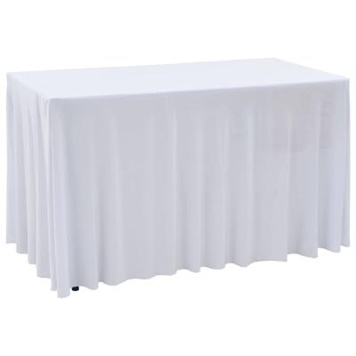 VidaXL 2 st tafelhoezen stretch met rok 243x76x74 cm wit