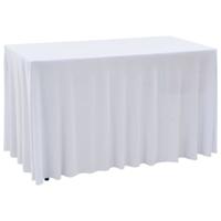 VidaXL 2 st tafelhoezen stretch met rok 243x76x74 cm wit - thumbnail