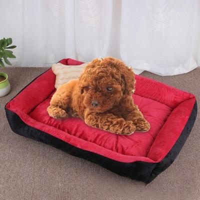 Hond bot patroon grote zachte warme kennel huisdier hond kat mat deken maat: S 60 × 45 × 15cm (zwart rood) Hond bot patroon grote zachte warme kennel huisdier hond kat mat deken maat: S 60 × 45 × 15cm (zwart rood)