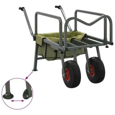 VidaXL Viskar met 2 wielen gepoedercoat staal groen - thumbnail