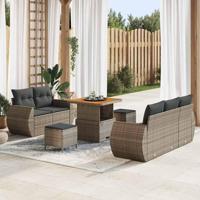 Tuinbankenset 8 pcs Grijs poly rattan - thumbnail