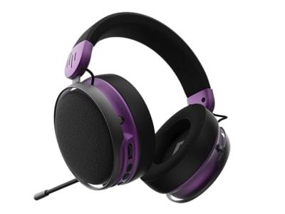 Dark Project ONE SONO Draadloze gamingheadset (zwart/violet) - over-ear hoofdtelefoon, 3,5 mm, 25 uur batterij, afneembare omnidirectionele microfoon, metalen frame (compatibel met pc, PlayStation,