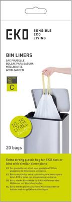 Eko vuilniszakken met trekbandsluiting, 10-15 liter, wit, 1 rol, 20 zakken Eko vuilniszakken met trekbandsluiting, 10-15 liter, wit, 1 rol, 20 zakken