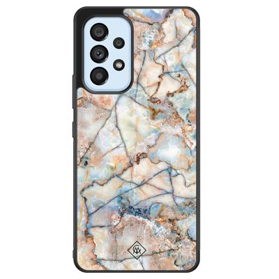 Samsung Galaxy A33 hoesje - Marmer bruin blauw
