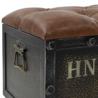 Opbergbankje 80,5x41x50 cm massief hout en kunstleer - thumbnail