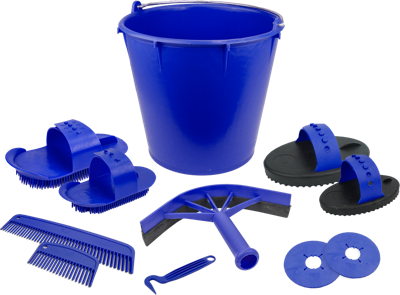 Poetsset van 10 items in emmer marineblauw