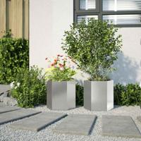 Plantenbakken 2 st zeshoek 46x40x45 cm roestvrijstaal - thumbnail