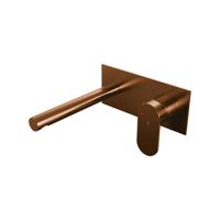 Brauer Copper Edition Wastafelmengkraan inbouw - rechte uitloop links - hendel breed plat - afdekplaat - model C 1 - PVD - geborsteld koper 5-GK-004-S3 - thumbnail