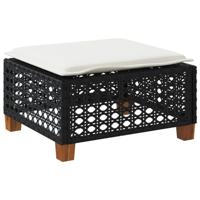 Tuinkruk met kussen 63,5x56x32 cm poly rattan zwart - thumbnail