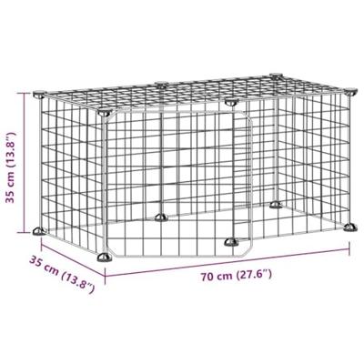 VidaXL Huisdierenkooi met deur 8 panelen 35x35 cm staal zwart - thumbnail