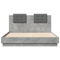 Bedframe met hoofdeinde bewerkt hout betongrijs 140x200 cm - thumbnail