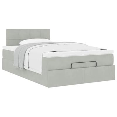 Ottoman bed met matras 120x200 cm fluweel lichtgrijs