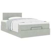 Ottoman bed met matras 120x200 cm fluweel lichtgrijs - thumbnail