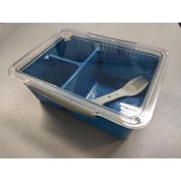 Lunchbox kunststof met vork 20x15x7cm - thumbnail