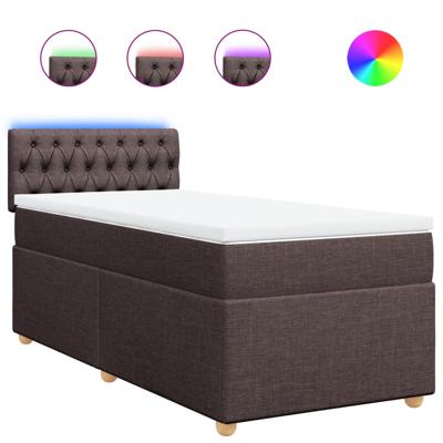 Boxspring met matras stof donkerbruin 180x200 cm - thumbnail