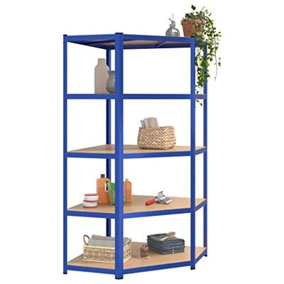 Hoekrek 5-laags staal en bewerkt hout blauw - thumbnail
