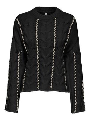 Only Onltessa Ls Cabel Stitch O-neck Cc Knt Trui 4853327 Black Birch Melange