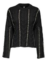 Only Onltessa Ls Cabel Stitch O-neck Cc Knt Trui 4853327 Black Birch Melange - thumbnail