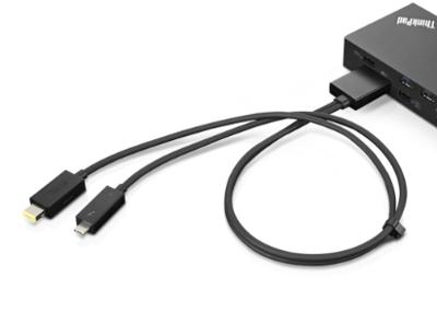 Split Cable - Thunderbolt-kabel (M) (M) - Thunderbolt 3 - 67 cm - zwart - CRU - voor ThinkPad L13 Gen 2; L13 Yoga Gen 2; P17 Gen 2; T14 Gen 2; T15g Gen 2; X1 Extreme Gen 4