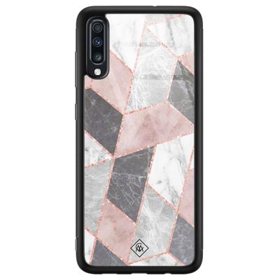 Samsung Galaxy A50 glazen hardcase - Stone grid Samsung Galaxy A50 glazen hardcase - Stone grid