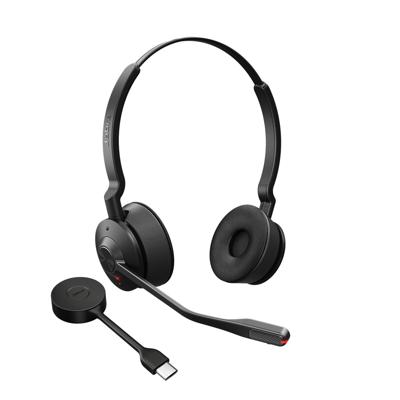 Jabra Engage 55 draadloze stereo headset met Link 400 USB-C DECT adapter - met noise cancelling microfoon en groot bereik - gecertificeerd voor Google Meet en Zoom, werkt met andere platformen - zwart