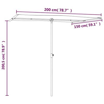 VidaXL Parasol met aluminium paal 2x1,5 m bordeauxrood - thumbnail