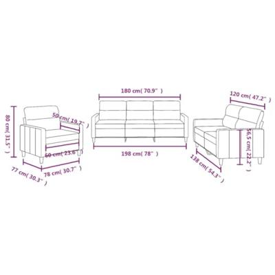3-delige Loungeset met kussens stof lichtgeel